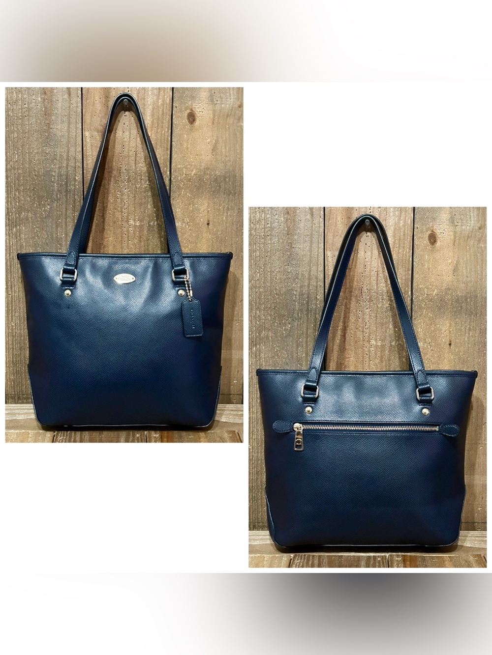 Coach. 5 Piece Set: Leather Zip Top Tote with Free Wristlet, 2 Scarfs & Dust Bag - Picture 3 of 16